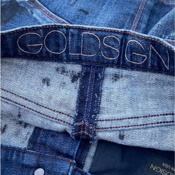 New Goldsign Floral Embroidered Distressed Splattered Denim Jean Mini Skirt 27 - Picture 12 of 13